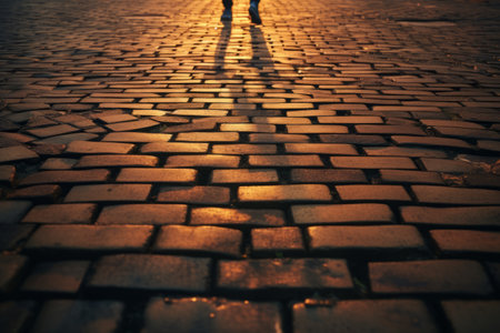 Exploring the Urban Pathways: A Stroll Along the Concrete Bricks Roadの素材