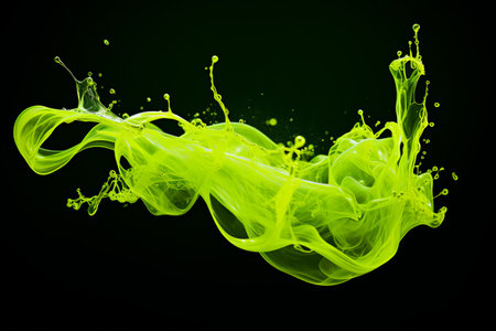 Emerald Ripples: A Captivating Snapshot of Green Ink Dissolving in Waterの素材