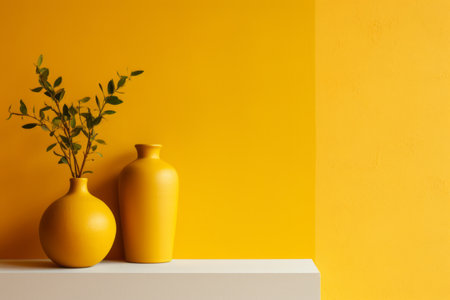 Vibrant Mustard Yellow Wall Captured in Stunning 3:2 Photoの素材