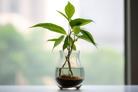 Captivating Composition: A Close-Up of a Plant in a Glass Vase --ar 3:2の素材