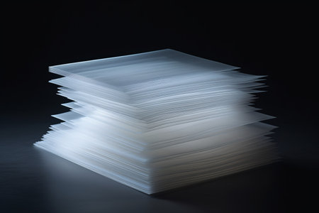 Captivating Composition: A Mesmerizing Stacked Clear Papers Snapshot in 3:2 Aspect Ratioの素材