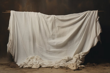 Dusty Elegance: Capturing the Beauty of a White Cloth with Dirt --ar 3:2の素材