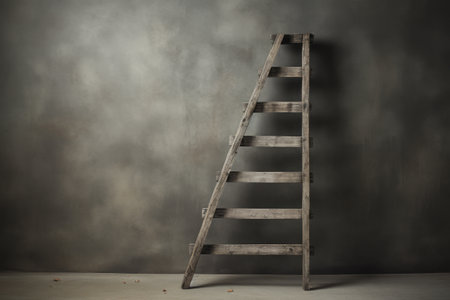 Aesthetic Simplicity: Embracing the Gray Wooden Ladder --ar 3:2の素材