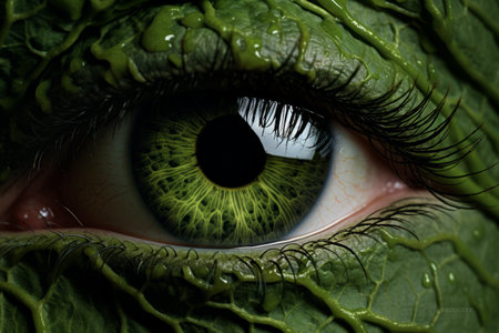 Natures Veil: The Enigmatic Green Leaf Concealing the Human Eye - AR 3:2の素材