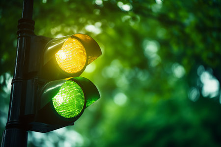 Emerald Radiance: Green Light Bokeh in a 3:2 Frameの素材