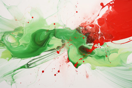 Vibrant Harmony: Exploring Green, Red, and White - Abstract Painting in AR 3:2の素材