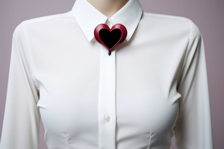 Embrace Love with this Heart Shaped Accessory on a White Shirt - AR 3:2の素材