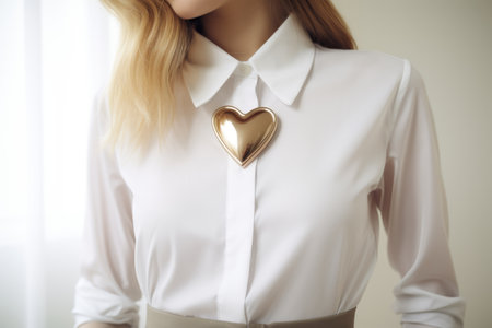 Embracing Love: The Heart Shaped Accessory on a White Shirtの素材