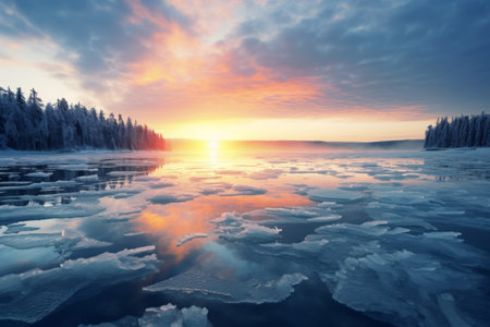 Frozen Wonderland: Capturing the Enchanting Ice on a Frozen Lakeの素材