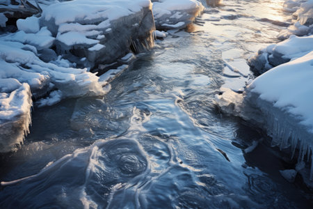 Frozen Fantasy: Exploring the Mystical Icy Splash of an Uneven Winter Surfaceの素材