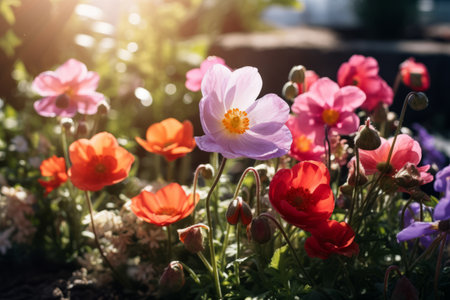 Blossoming Colors: A Macro View of Fresh Flowers Flourishing in the Garden â AR 3:2の素材