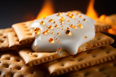 Creamy Delights: Exploring the World of Crackers Through Macro Photography --ar 3:2の素材