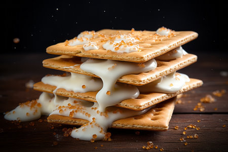 Deliciously Detailed: Capturing Crisp Macro Shots of Cream-Topped Crackersの素材