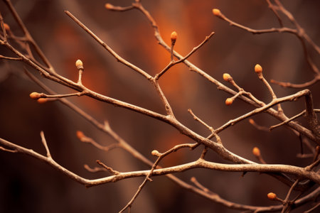 Natures Intricate Beauty: Macro Shot Photography of Brown Twigsの素材
