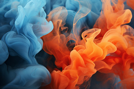 Vibrant Fusion: Exploring Blue and Orange Smoke with a 3:2 Ratioの素材