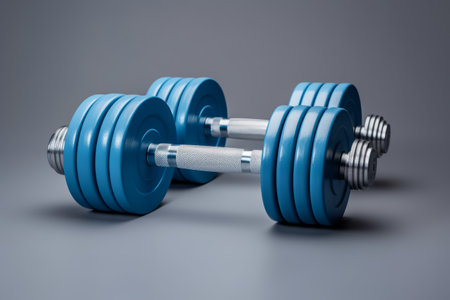 The Stylish Allure of Modern Blue Dumbbells: A Captivating 3:2 AR Compositionの素材