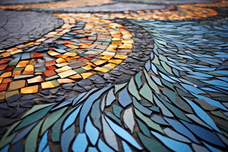 Artistic Vibes: Exploring Mosaic Tiles on the Ground in a 3:2 Ratioの素材
