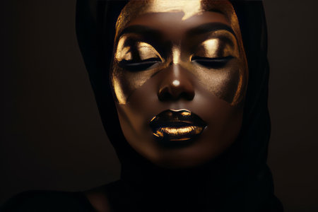 Aesthetic Beauty: Captivating Crop of a Black Woman with a Cosmetic Maskの素材