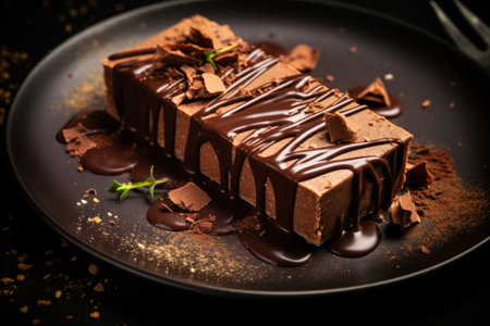 Decadent Chocolate Bars Showcased on Beautiful Ceramic Plates: A Captivating AR 3:2 Photo Captureの素材