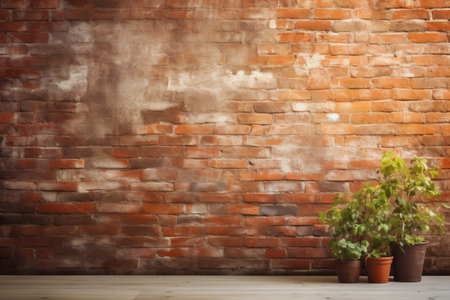Sunny Serenade: A Captivating View of a Shabby Brick Wall in AR 3:2の素材