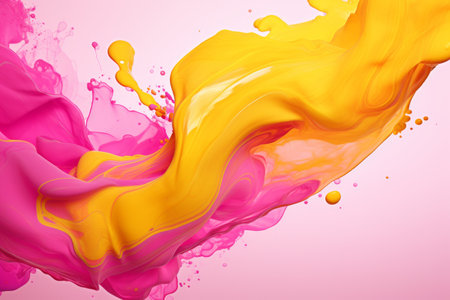 Vibrant Splashes: Exploring Yellow and Pink Liquid Patternsの素材