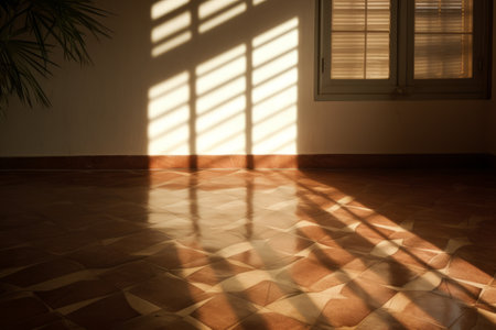 Radiant Transcendence: Capturing the Sunlights Dance on Brown Tiled Surfaceの素材