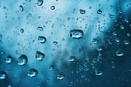 Captivating Landscape: Glimmers of Blue Water Droplets --ar 3:2の素材