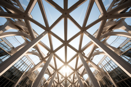 Captivating Symmetry: The Modern Buildings Roofs in Radiant Daylightの素材