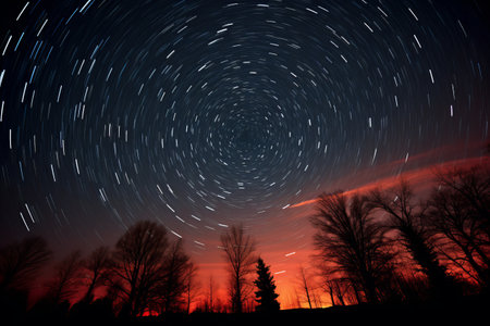 Capturing the Mystical Beauty: Time Lapse Photo of Stars Illuminating the Night Skyの素材