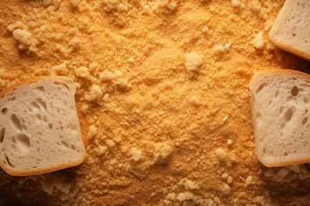Culinary Artistry Unveiled: Captivating Top View of Bread Crumbs --ar 3:2の素材