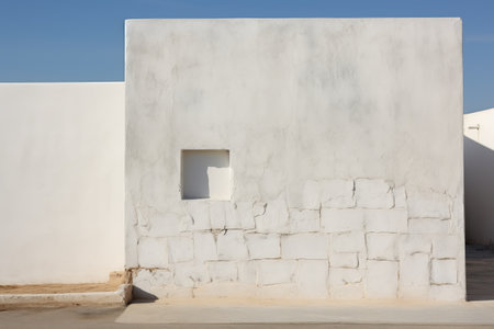 Captivating Visual Disparity: The Striking Asymmetry of a White Stucco Building Wall --ar 3:2の素材
