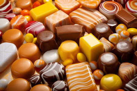 Savor the Rainbow: An Array of Delectable Colorful Caramel Sweets Enlivening the Backgroundの素材