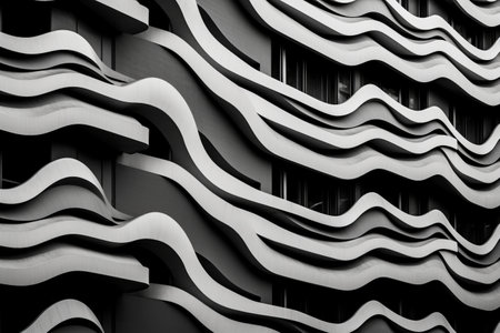 Monochromatic Harmony: Exploring Wavy Texture on a Black and White Buildingの素材