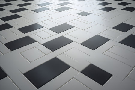 Modern Elegance: White and Gray Floor Tiles in a Stunning 3:2 Patternの素材