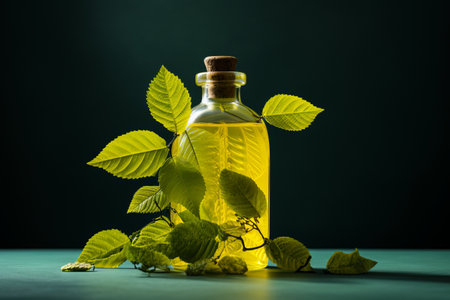 Captivating Close-Up: Vibrant Yellow Bottle Showcasing Exquisite Compound Leavesの素材