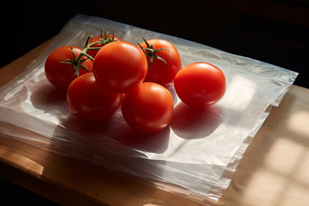 Vibrant Tomatoes Peek Through Crisp Papers in Stunning 3:2 Snapshotの素材