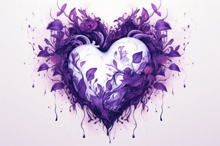 Purple and White Heart Illustration: Captivating Harmony in 3:2 Aspect Ratioの素材
