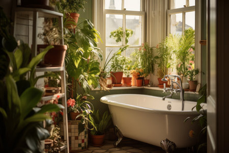 Aesthetic Oasis: Enhancing Your Bathroom with Potted Plants in the Cornerの素材