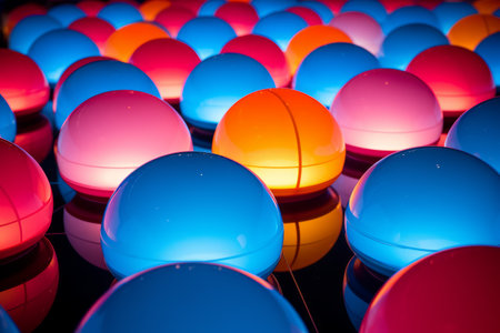 Vibrant Harmony: Exploring the Red, Blue, and Yellow Round Lightsの素材
