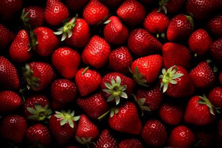 Bountiful Harvest: Vibrant Red Strawberry Fruit Lot - AR 3:2の素材