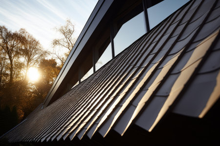 Soothing Sunlit Views: A Striking Ribbed Roof in Modern Architectureの素材