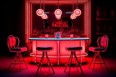 Casting Vibrant Glow: Red Neon Light Decor Enlivens Spaces with AR 3:2の素材