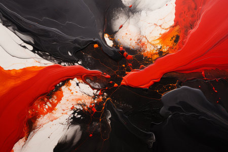 Fiery Fusion: Red and Black Melted Abstract Paintingの素材