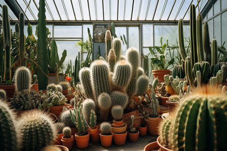 A Captivating Display of Prickly Cereus repandus Cactus Thriving in a Stunning 3:2 Hothouseの素材
