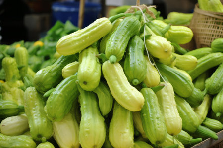 The Excessive Availability of Bitter Gourd in the Market: Known as Peria in Malayの素材