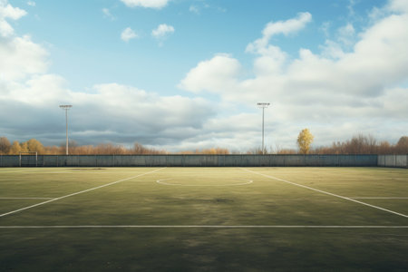 The Serene Tranquility of an Abandoned Soccer Court: AR 3:2の素材