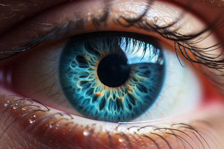 Ethereal Elegance: Stunning Macro Shot Revealing a Beautiful Blue Eye in 3:2 Aspect Ratioの素材