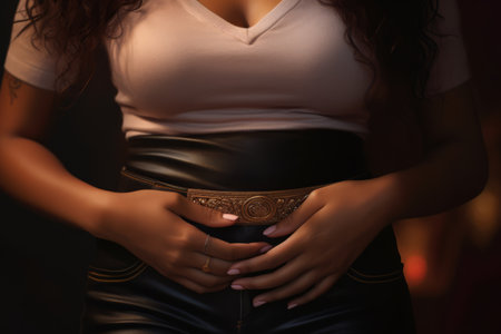 Embracing Diversity: A Closer Look at a Multiracial Womans Stomachの素材