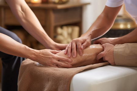 Ultimate Relaxation: Therapists Close-Up Foot Massage Enhances Well-Being at Invigorating Health Spの素材