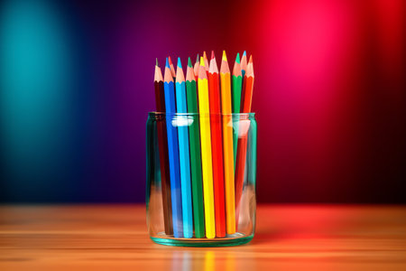 Reviving Inspiration: Vibrant Stationery Set on a Wooden Table Sparking the Back to School Spirit -Aの素材